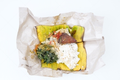 蔬菜,椰浆饭,香料,稻,鲔鱼,传统,新加坡,食品,米,香蕉叶