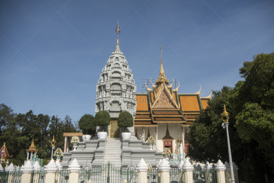金边,柬埔寨,佛塔,建筑结构,亚洲,诺罗敦西哈努克,图像,著名景点,无人,银寺