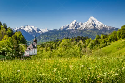 贝希特斯加登地区,巴伐利亚阿尔卑斯山区,山,德国,地形,巴伐利亚森林,瓦茨曼山,贝希特斯加登,丘陵起伏地形