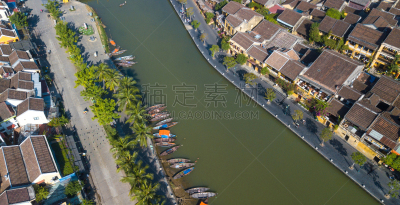古城,远古的,城镇,全景,会安,航拍视角,传统,越南,世界遗产,复古风格