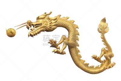 龙,图腾柱,球,黄金,图像,完整,一只动物,金色,无人