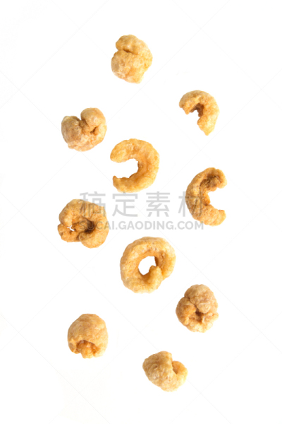 果皮,猪肉,堆,白色背景,炸猪皮,胆固醇,过时的,深的,暴力,部分
