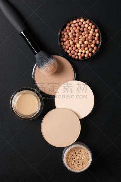 化妆刷,扑面粉,多样,个人随身用品,垂直画幅,球,美,褐色,彩妆,无人