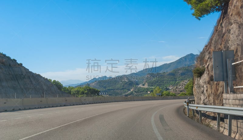 山,公路,西班牙,风景,海岸地形,山麓,禁止通行,栏杆,洛矶山脉,水平画幅