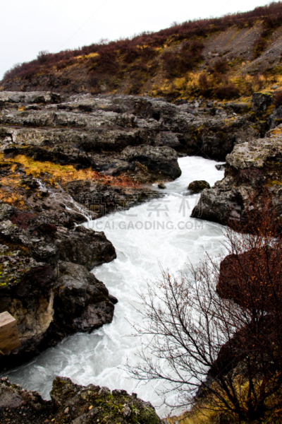 冰岛国,河流,地形,风景,小溪,river hvita,hraunfossar,卡斯基德山脉,熔岩,垂直画幅
