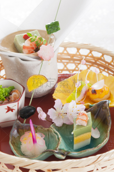 怀石料理,小的,盘子,垂直画幅,春天,无人,日本,海产,特写,蔬菜