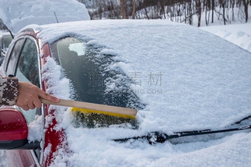 汽车,手,挡风玻璃,雪,刷板,部分,暴风雨,司机,白色