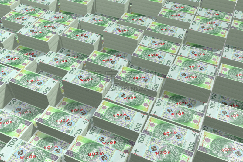 波兰兹罗提,100号,储蓄,水平画幅,无人,绘画插图,金融,银行业,白色背景,金融和经济