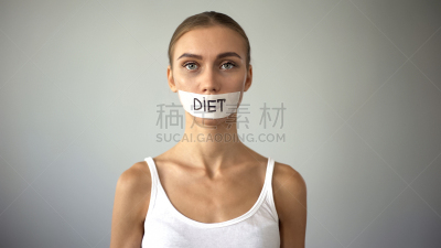 健康保健,时装模特,人的嘴,瘦弱,认真的,单词,问题,神经性厌食症,强迫性的,食品