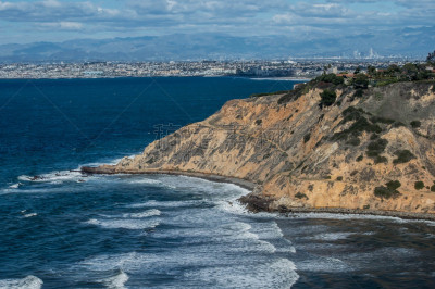 海岸线,岩石,海滩,兰乔帕洛斯维第斯,海湾,云景,云,加利福尼亚,海浪,水湾