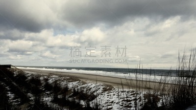 冬天,特拉华海湾,里霍博斯海滩,特拉华,美国,水平画幅,沙子,雪,无人,户外