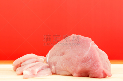 肉,猪,红色,颈,水平画幅,生食,牛排,偏远的,成分,晚餐
