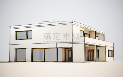 极简构图,假日别墅,草图,窗户,未来,外立面,水平画幅,墙,幕墙,建筑