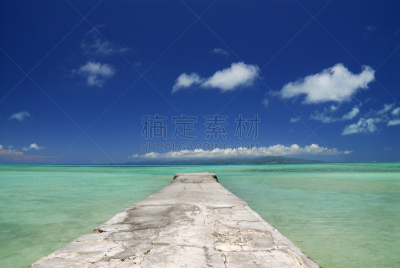 西部码头,竹富岛,鲜绿色,天空,度假胜地,水平画幅,无人,东亚,户外,精神振作