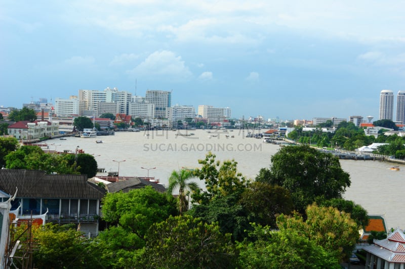 曼谷,天空,水平画幅,高视角,工业船,无人,班戈寇科省,泰国,都市风景,东南亚