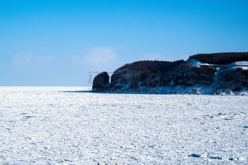 鄂霍次克海,日本,冬天,北海道,早晨,浮冰,斗篷,寒冷,世界遗产,户外