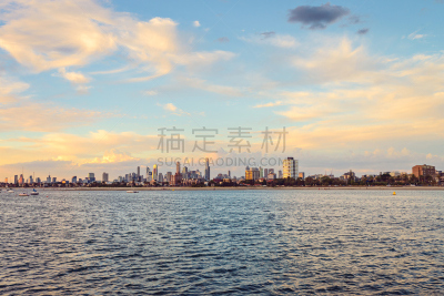 城市天际线,墨尔本,菲利浦湾小港,圣魁达,轮廓跟踪,海边高地,澳大利亚文明,阿尔伯塔省,办公室,水