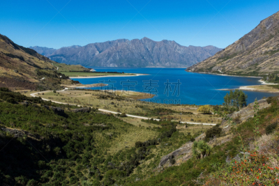 新西兰,看风景,哈威亚湖,宽的,深的,云,公路,湖,户外,天空