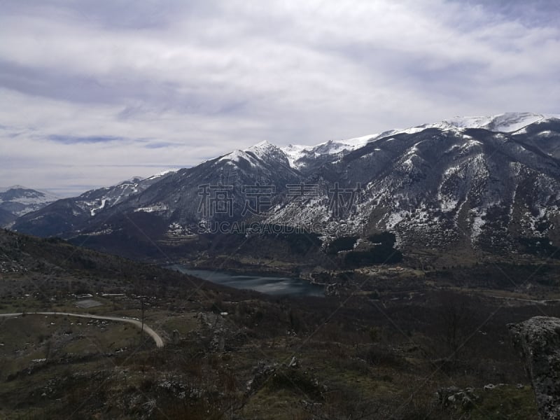 斯看诺,阿布鲁奇,湖,风景,水,天空,水平画幅,高视角,雪,无人