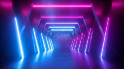 三维图形,空的,紫外线,隧道,走廊,背景,霓虹灯,抽象,条纹,发光