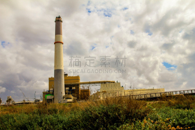 小的,云,发电站,背景聚焦,天然气,特拉维夫,多代家庭,风,暴风雨,水平画幅