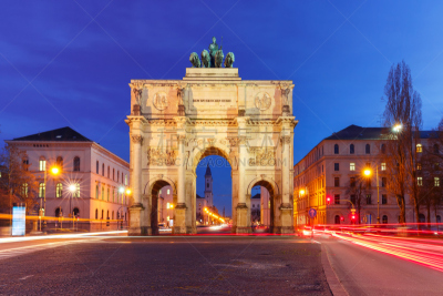 慕尼黑,凯旋门,夜晚,德国,普拉图克赛,胜利门,triumphal arch,林荫大道,古城,巴伐利亚