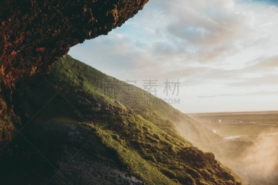 瀑布,夏天,冰岛国,自然,图像,美,seljalandsfoss waterfall,无人,树林瀑布,水