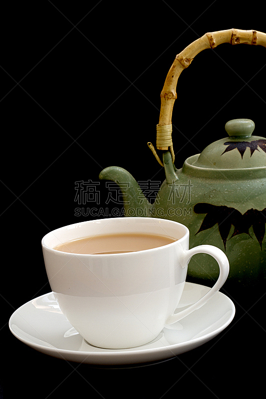 茶杯,茶壶,垂直画幅,饮食,无人,茶碟,热饮,工间休息,饮料,黑色背景