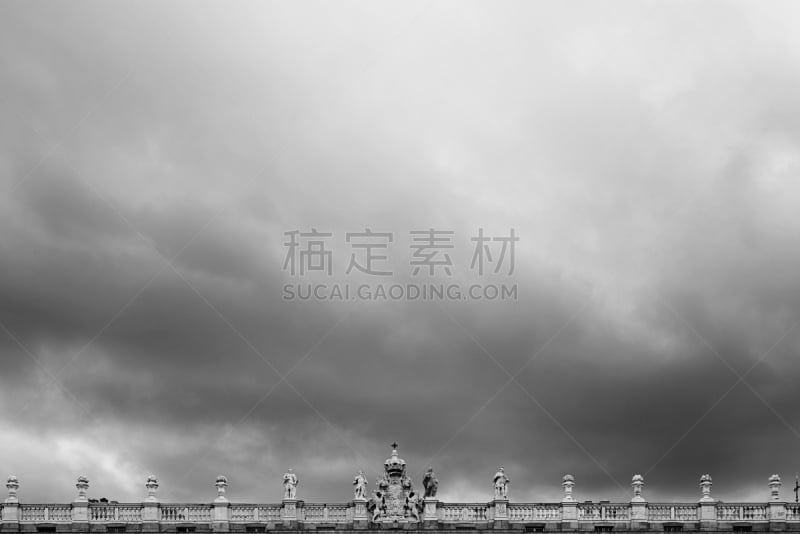 云,马德里,纪念碑,天空,留白,拉美人和西班牙裔人,水平画幅,户外,云景,居住区