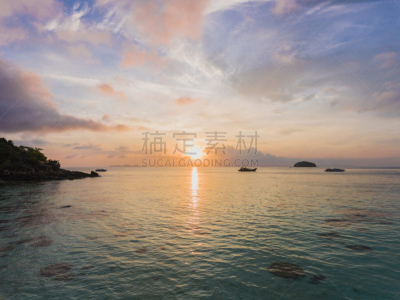 航拍视角,岛,金色,太阳,水,天空,美,水平画幅,沙子,安达曼海