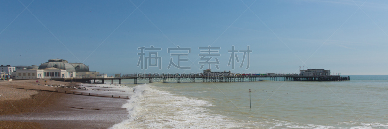 沃辛,英格兰,海滩,英国,码头,全景,水,天空,美,利特汉普顿