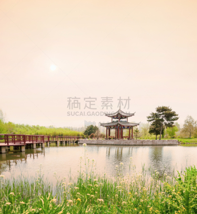 亭台楼阁,黄昏,哈尔滨,建筑檐口,垂直画幅,水,天空,无人,古老的,古典式