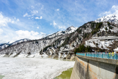 日本,立黑山部阿尔卑斯山脉路线,黑部水库,排水口,长野县,建筑业,著名景点,排水沟,湖,能源