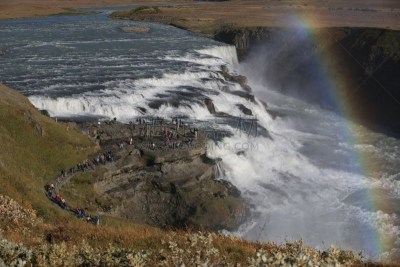 黄金瀑布,黄金圈路线,seljalandsfoss waterfall,水平画幅,瀑布,无人,夏天,户外,石材,草