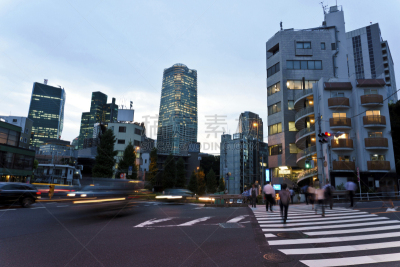 夜晚,路,日本,东京,横越,水平画幅,行人交叉路标志,人,曙暮光,城市生活