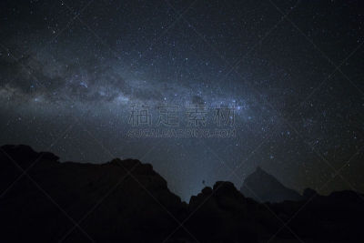 斯皮兹考普,纳米比亚,银河系,在下面,暗色,空间探索,比例,午夜,著名景点,沙漠