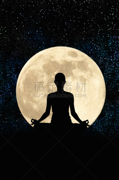瑜伽,月亮,垂直画幅,女人,人,肖像,仅成年人,成年的,平和,吸气