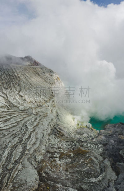 风景,硫磺,火山,航拍视角,云景,自然神力,烟雾,户外,有毒生物体,印度尼西亚