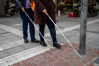 百叶帘,手杖,男人,街道,白色,女人,验光师,健康保健,易接近性,仅男人