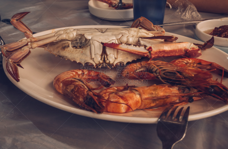 餐馆,盘子,螃蟹,看风景,虾,特写,自然,热,清新,自然界的状态