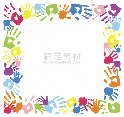 手印,边框,彩色图片,童年,儿童教育,指纹,痕迹,多色的,纹理效果,绘画插图