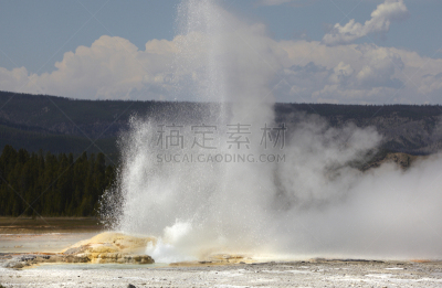 间歇泉,黄石公园,动物群,万花筒,下喷泉盆地,水,美国西部,水平画幅,无人,怀俄明