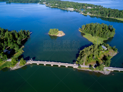 地形,湖,航拍视角,桥,岛,芬兰南部省,芬兰,自然荒野区,瑞典,自然