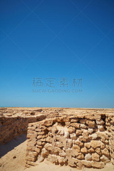 沙漠,祖巴拉堡,商栈,垂直画幅,垃圾,天空,留白,褐色,沙子,岩石