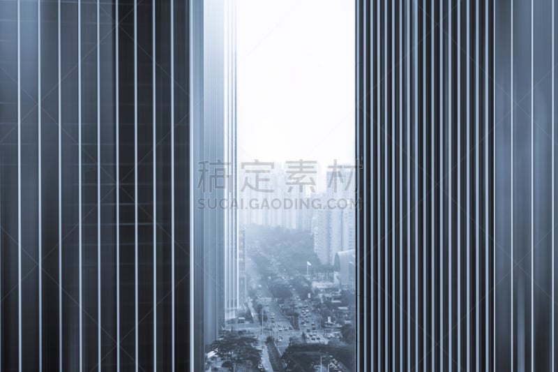 黑白图片,建筑外部,深圳,拥挤的,水平画幅,建筑,中国,交通,单色调,疣猴属