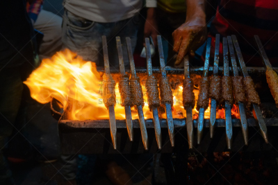鸡肉,公亩,路边,格子烤肉,牛排,热,德里,旧德里城,香料,食品