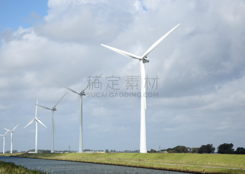 荷兰,风轮机,可再生能源,阿克马,环境,图像,荷兰北部,小溪,无人,河流