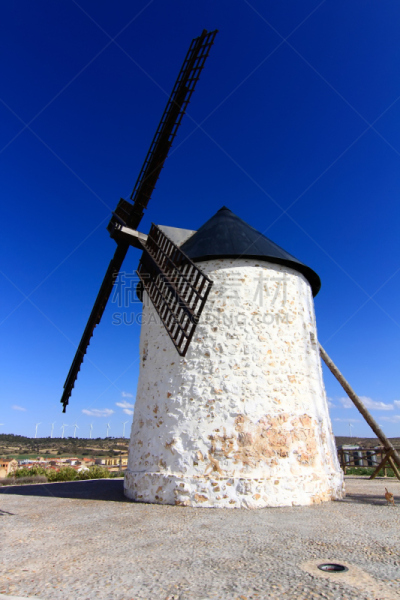 世纪,石材,白色,古老的,木制,风车,自然,垂直画幅,cervantes,建筑