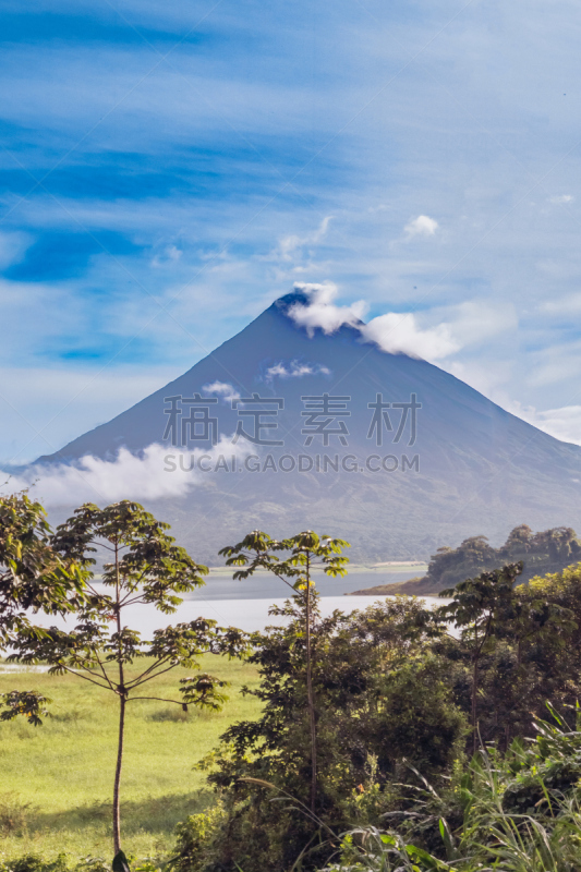 阿雷纳火山,火山,风景,阿雷纳尔湖,在上面,哥斯达黎加,危地马拉,自然,垂直画幅,水