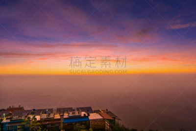 度假胜地,山,在之间,黄昏,视角,女子高尔夫,曙暮光,泰国,图像,女人